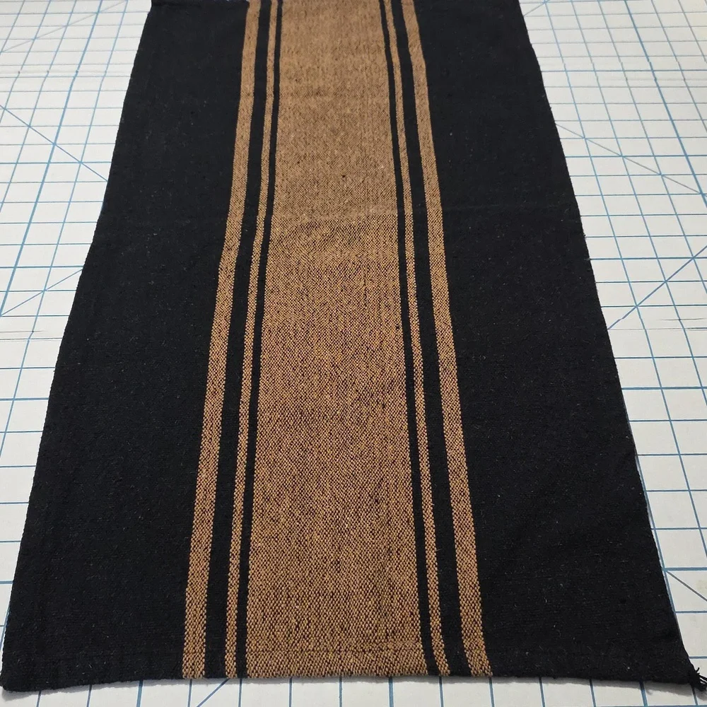 Black and Tan Table Runner, 14x28, Gently Preloved